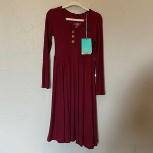 Posh Peanut Burgundy Waffle Knit 4T Long Sleeve Twirl Dress, NWT